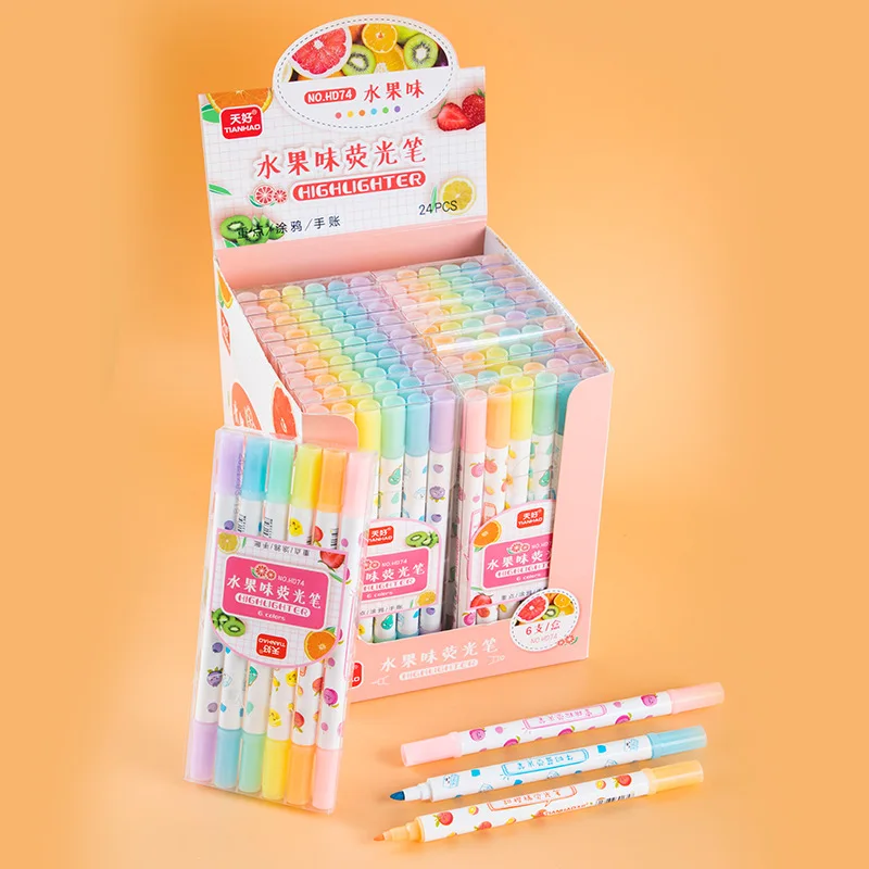 

36 pcs/lot Creative Fruit Highlighter Cute Drawing Marker Pens Promotional Gift Office School Supply Wholesale