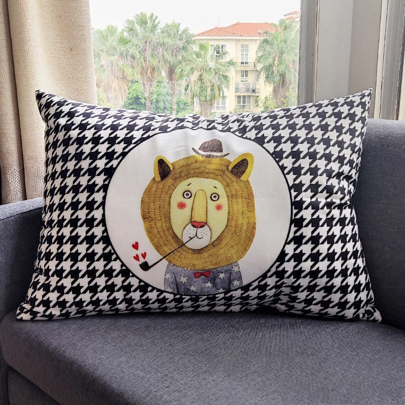 30x50см геометрическая подушка из полиэстера с милым львом и пандой на обложке для подушки на стулья, диваны домашнего декора.