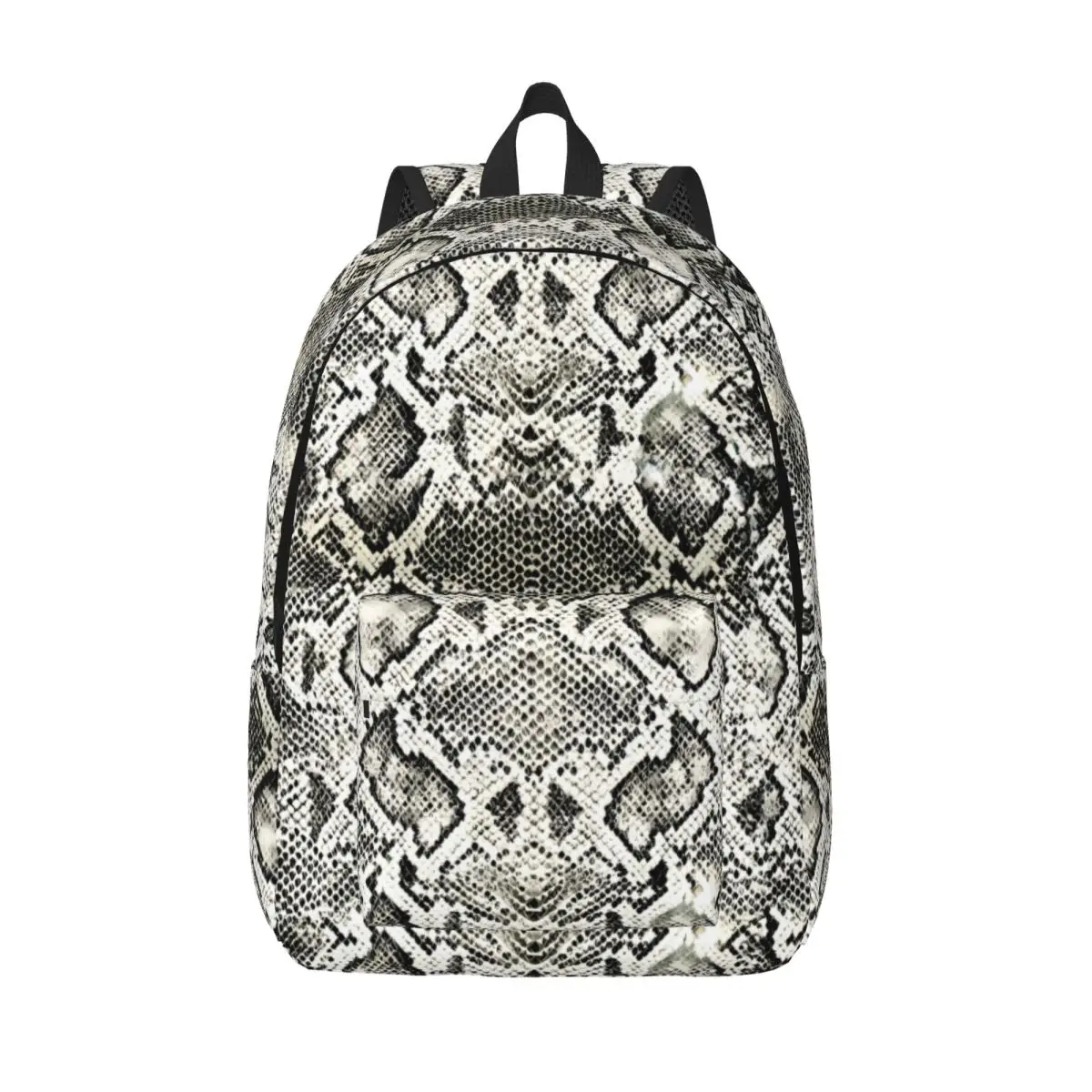 

White Snakeskin Backpack Girl Animal Print Big Backpacks Polyester Streetwear High School Bags Sport Colorful Rucksack