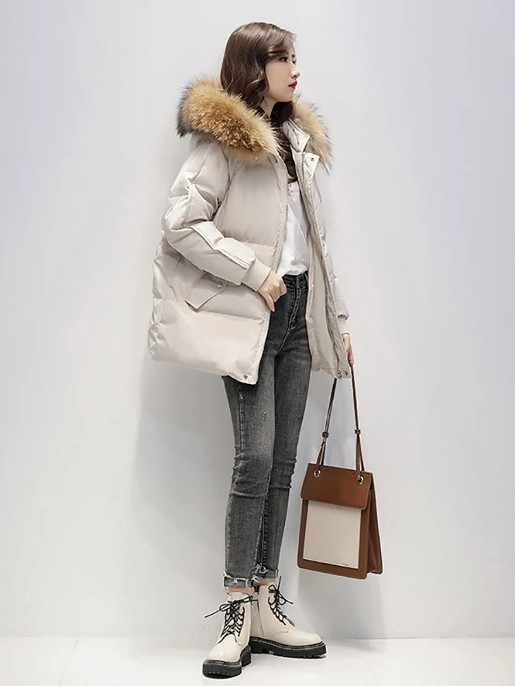 2023 New Warm Thicken Loose Down Jacket Women Winter Short Jacket Hooded Fur Collar Cotton Coat Korean Female Parkas Basic Coat
