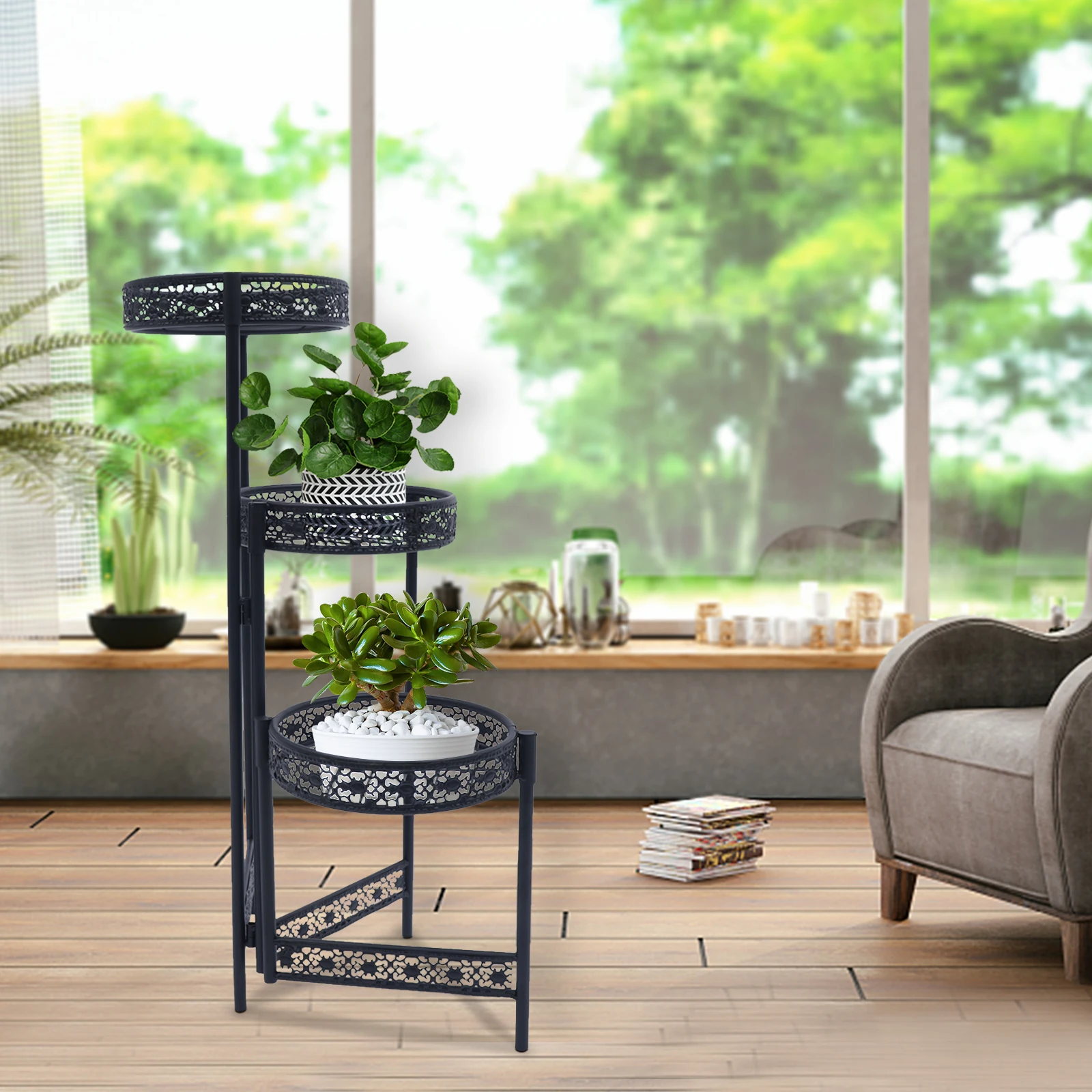 

3-Floor Metal Plant Stand Flower Pot Stand for Living Room Home Decoration