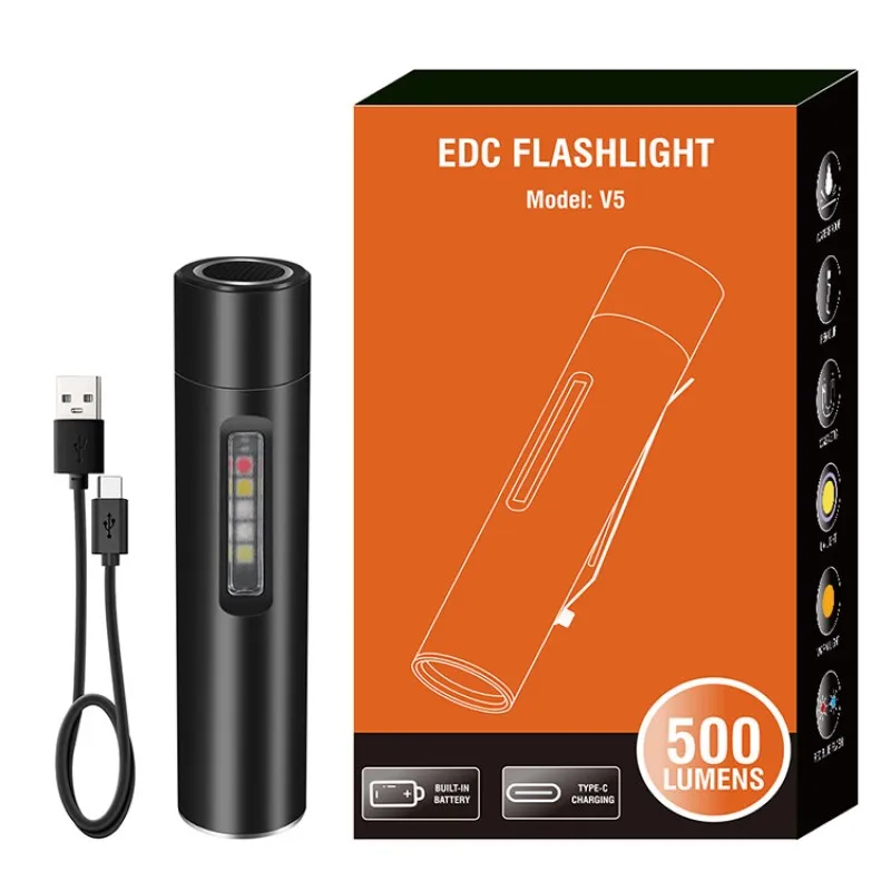 

Bright Work Light Portable Mini Flashlight Magnetic Aluminum Alloy Torch For Adventure Camping Lighting Usb Charging