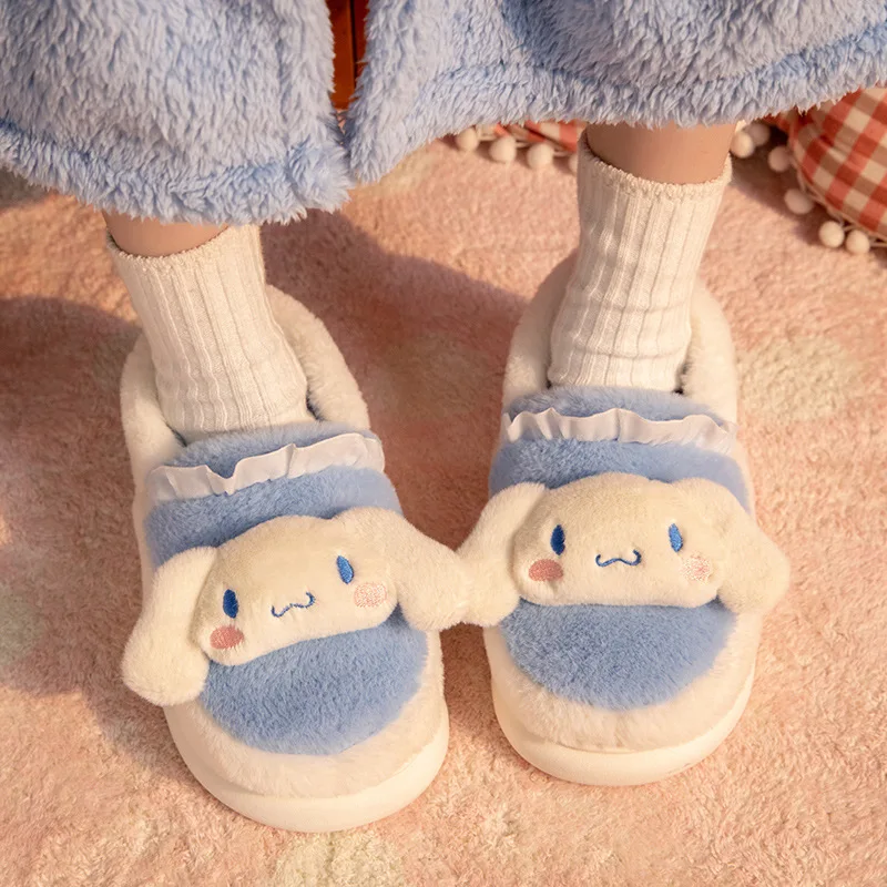 

Милые плюшевые тапочки Sanrio Hello Kittys, аксессуары, милые красивые домашние зимние Нескользящие Мультяшные Аниме Игрушки для девочек в подарок