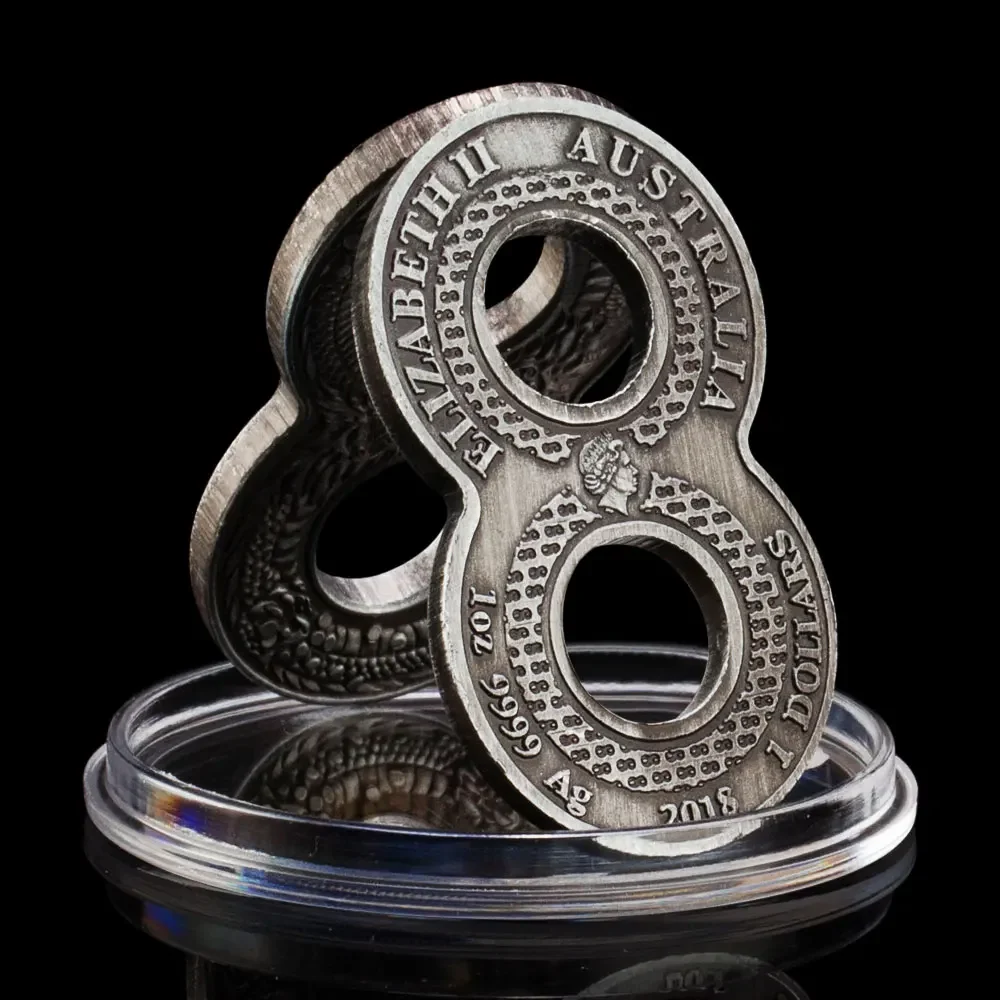 2018 Австралия Дракон Антикварная монета Challenge 8 форм Елизавета II Металлические