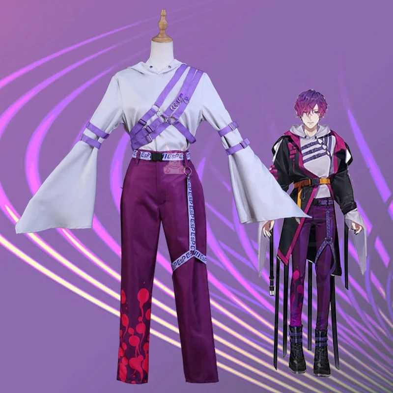 Vtuber NIJI SANJI Uki Violeta косплей парик темно-фиолетовый градиент длинные волосы аниме