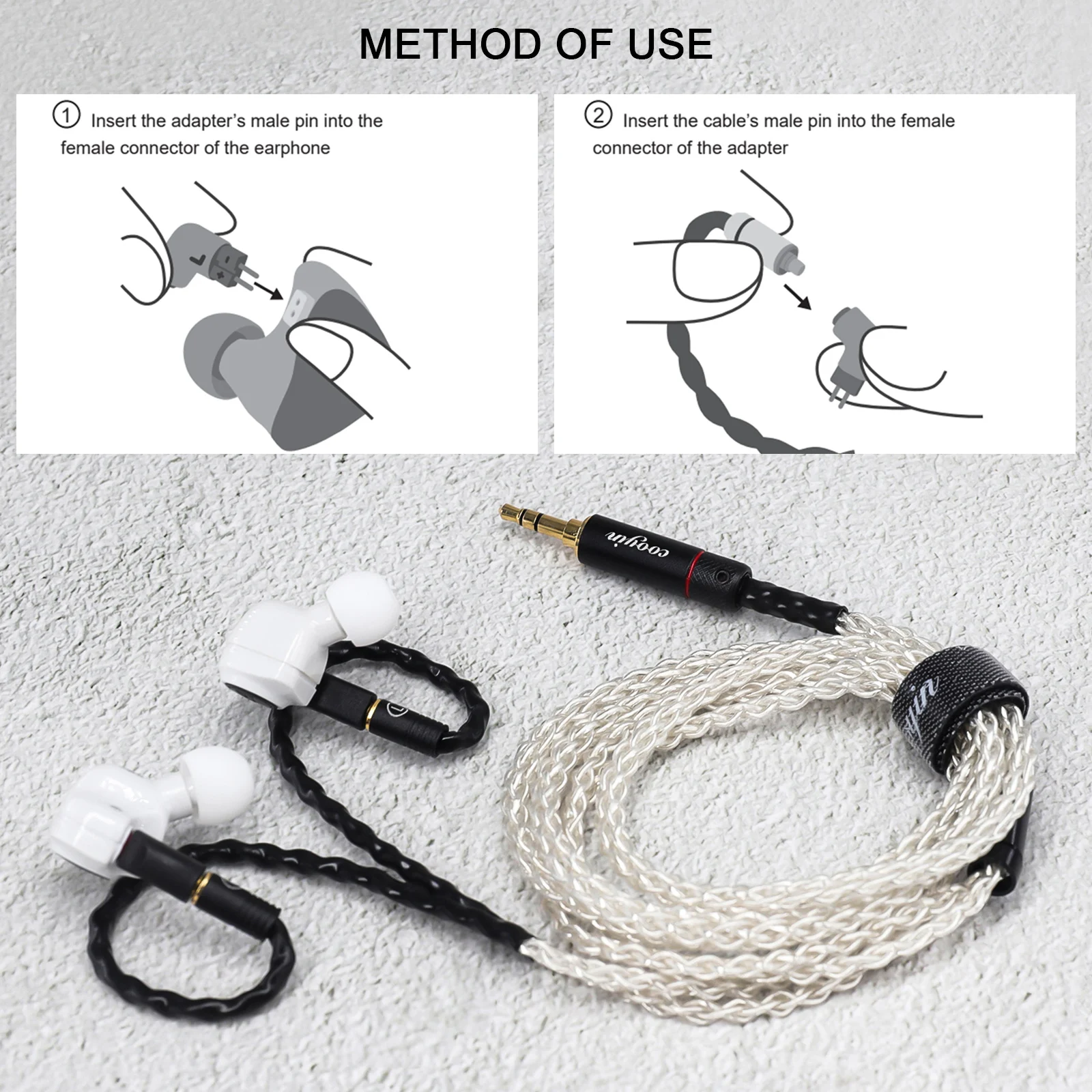 OKCSC MMCX Cable Connected to for Sony MDR EX1000 EX800 MDR7550 EX600 Earbuds Connector in Curved Shape Audio Jack Adapter