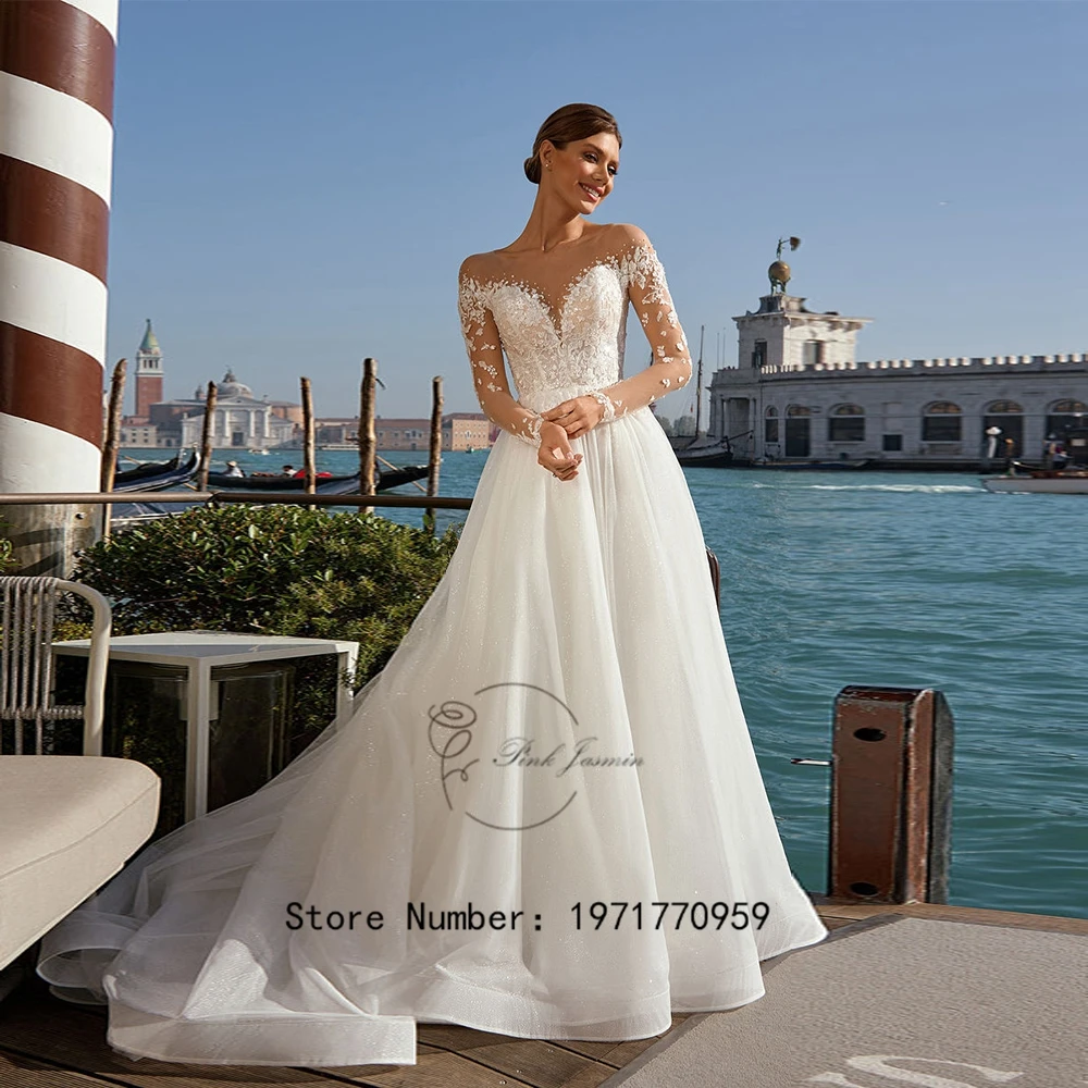 

Charming Ivory Sweetheart Wedding Dresses for Women Full Sleeve Sweep Train Bridal Gowns with Lace Beading 2023 Vestidos De