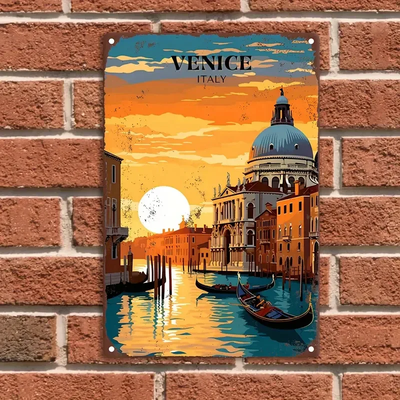 Ретро металлическая вывеска для путешествий круглый мир VENICE CANADA TORONTO винтажный