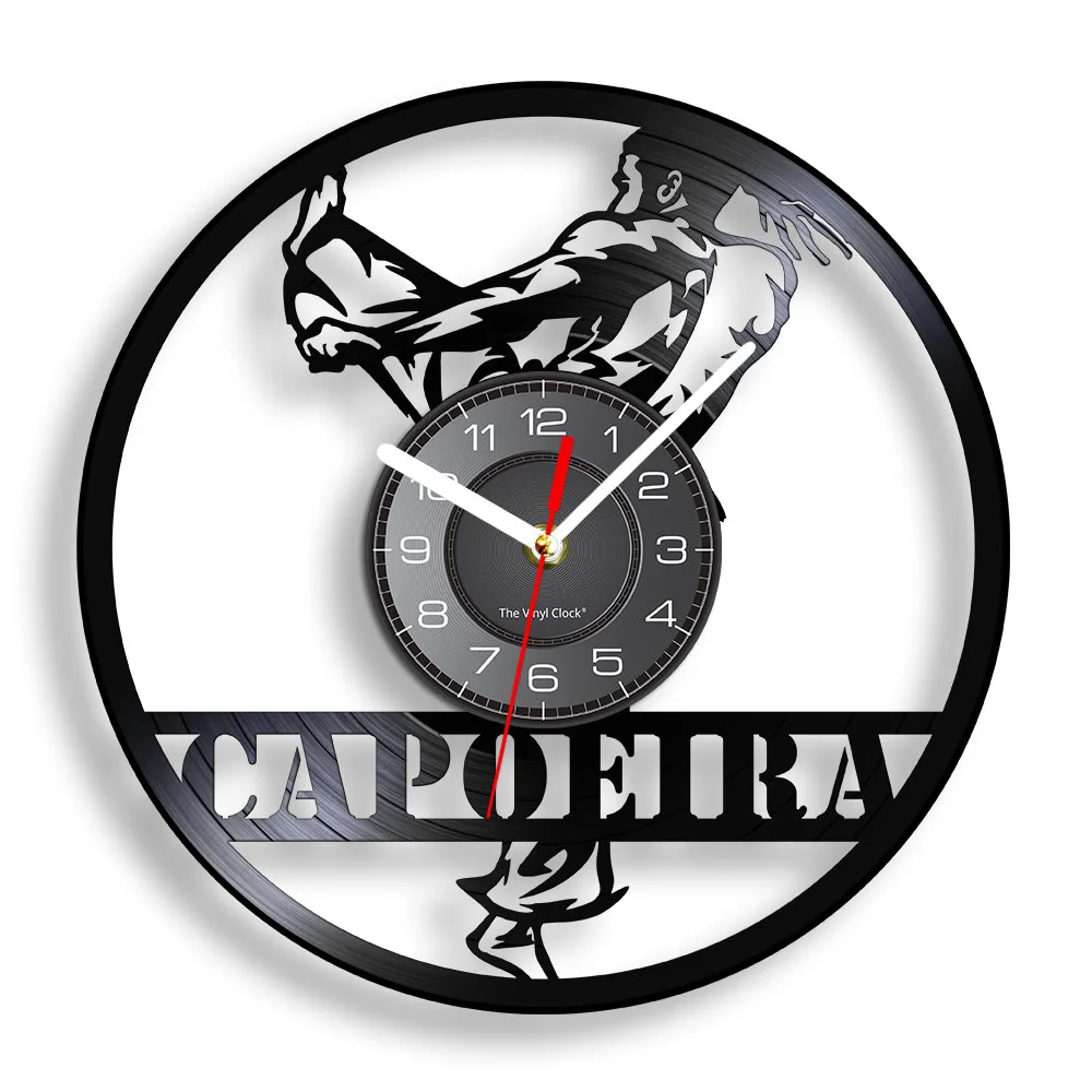 

Capoeira Inspired Vinyl Record Wall Clock For Bedroom Brazilian Martial Art Home Decor Wall Watch Fighting Sports Silent Clock