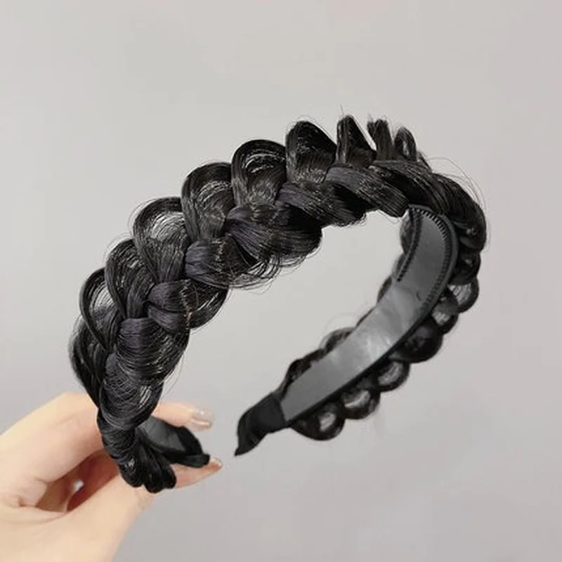 Fashion Fishbone Braid Lazy Wig Twist Hair Bands for Women Luxury Designer Non-slip Braided Wigs Headband Hair Accessories images - 6