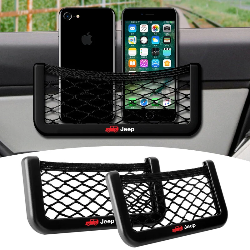 

Car Interior Trunk Seat Back Elastic Mesh Car Styling Storage Bag For Jeep Wrangler Cherokee Compass Renegade Tyre Stem Air Caps