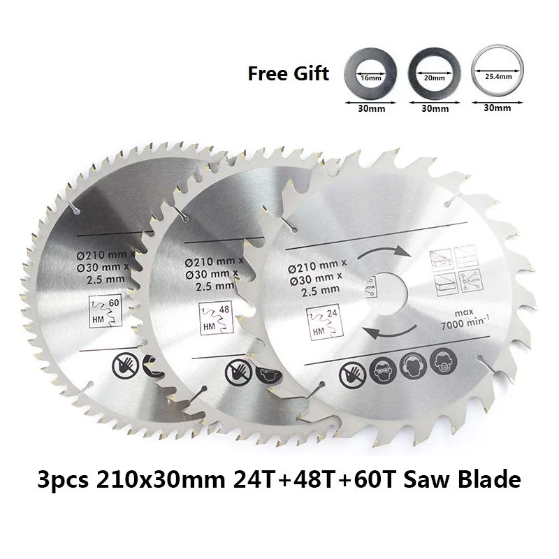 Универсальный Электроинструмент TCT 210x3 0 мм Φ 24T/48T/60T/80T, многофункциональный карбидный заостренный режущий диск