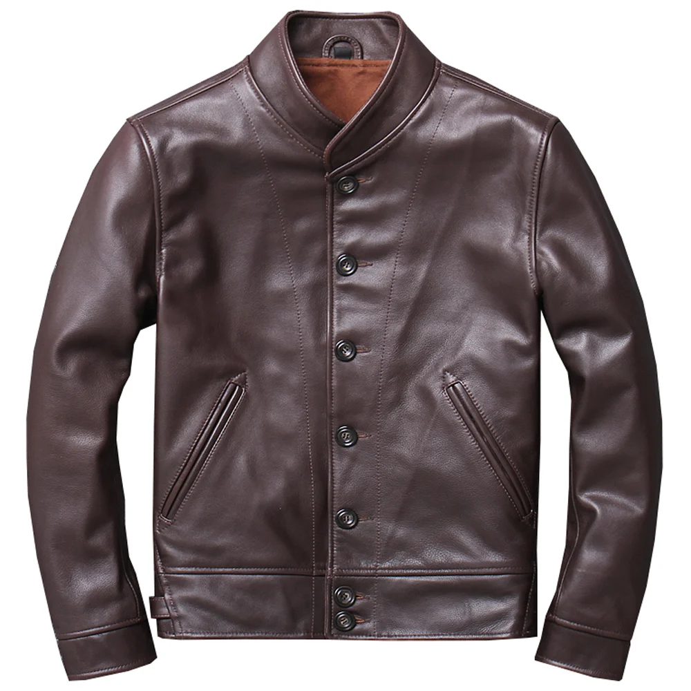 

Модная европейская Мужская старинная куртка и пальто из натуральной воловьей кожи, верхняя одежда большого размера, уличная одежда, Мужской Блейзер, бейсбольные пальто
