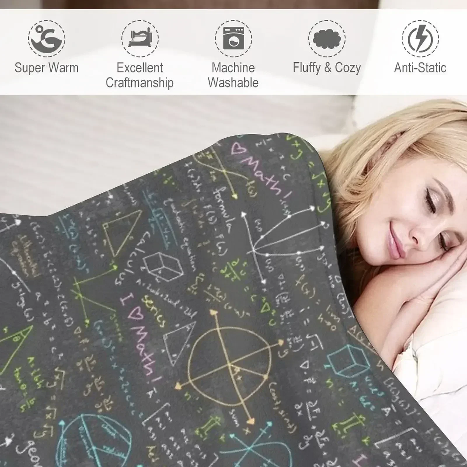 Одеяло с математическими уроками лохматое одеяло для дивана
