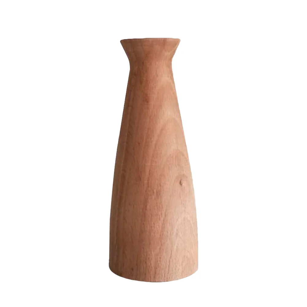 

1Pc Wooden Vase Tall Conic Vase Wood Flower Vase Flower Arrangement Bottle