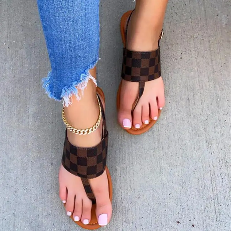 New 2022 Women's Flat Sandals Summer Open Toe New Plus Size Women's Shoes Solid Color Strap Comfortable Casual Women's Sandals