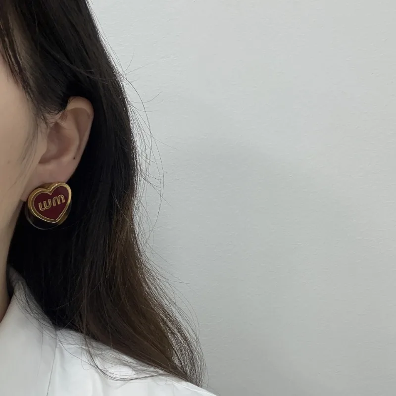 Серьги с геометрическими буквами в форме сердца для женщин корейские модные