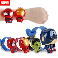 disney marvel frozen electronic watch iron man spider man hulk q version childrens toy aisha retractable watch birthday gift