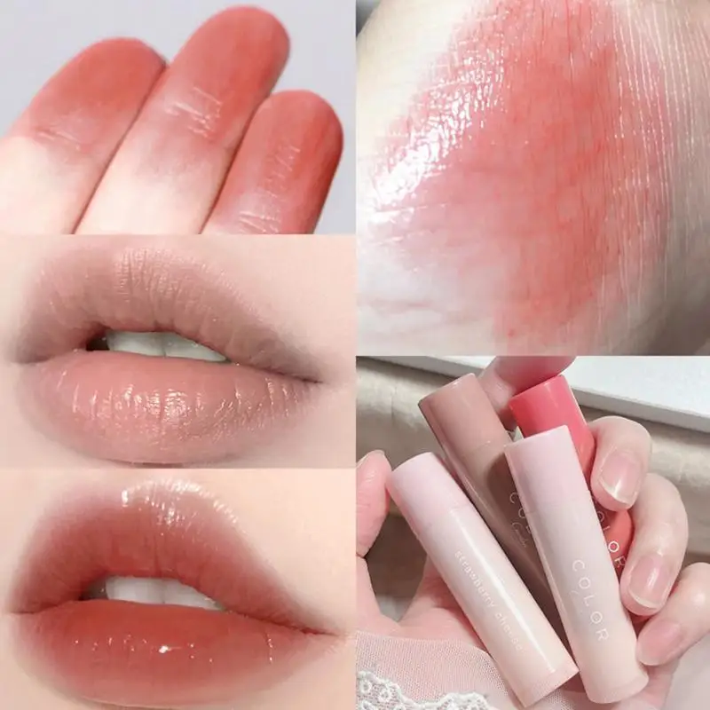 

4 Color Lipstick Moisturizing Lip Balm Fade Wrinkle Waterproof Sweatproof Lasting Colorful Lip Balm Makeup Care Beauty Cosmetics