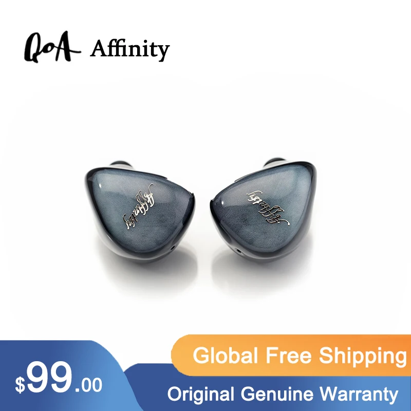 

2021 QOA Affinity 10mm 1 dynamic pen titanium film hybrid drive unit 2pin HIFI headset sports DJ music headset with resin