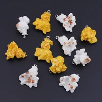 10pcs 3d popcorn food resin charms kawaii cute keychain charms for earrings bracelets jewelry making diy accessories supplies
