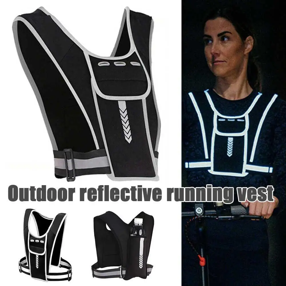 

Светоотражающий Жилет для бега, легкий рюкзак с держателем для телефона, с карманом для бутылки для воды, для бега, тренировок, походов, тренировок