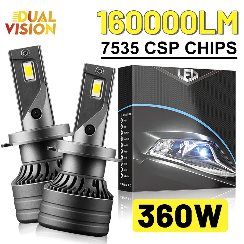 

360W 160000LM H4 H7 светодиодный передняя фара H11 H1 7535 CSP H8 HB3 9005 9006 HB4 9012 HIR2 H16 6000K Canbus безошибочные Автомобильные фары, мини-диод