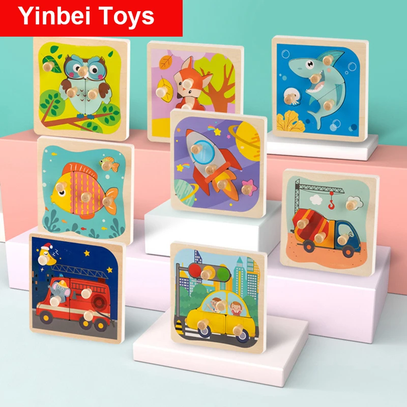 

Деревянный пазл для мальчиков, 3D Детские обучающие игрушки «сделай сам», Обучающие игрушки Монтессори, игрушки для детей от 2 до 4 лет, детски...