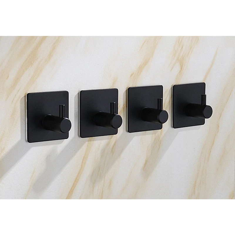 

Black Toilet Paper Holder, Phone Storage Wall Paper Holder Stainless Steel Bathroom Set With 4 Towelette Bathrobe Hooks