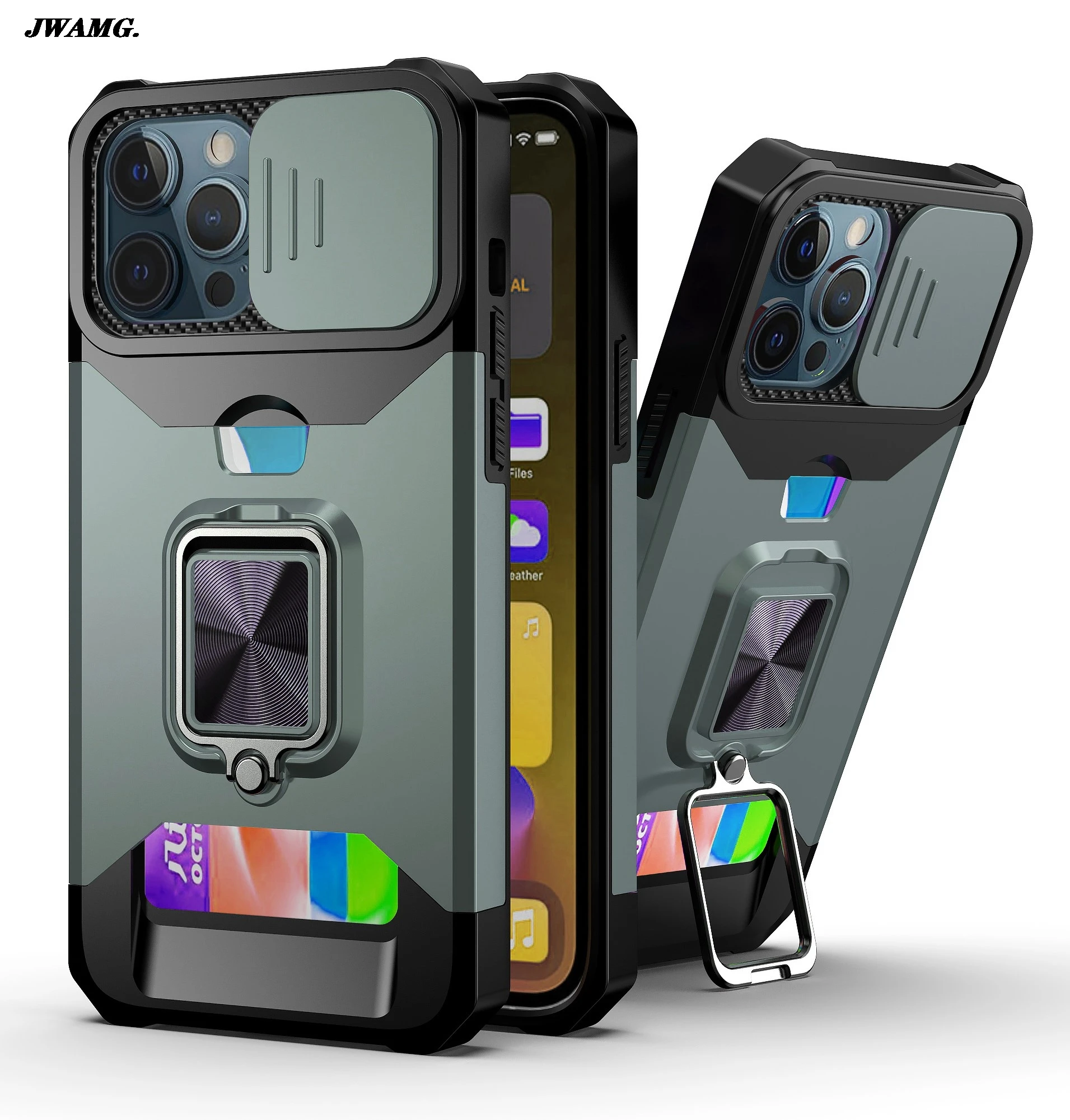 

Phone Case For iPhone Card Package 6 6S 7 8 11 12 13 SE 2020 Plus X XS XR Max Pro Mini Push Window Ring Bracket Protect Cover