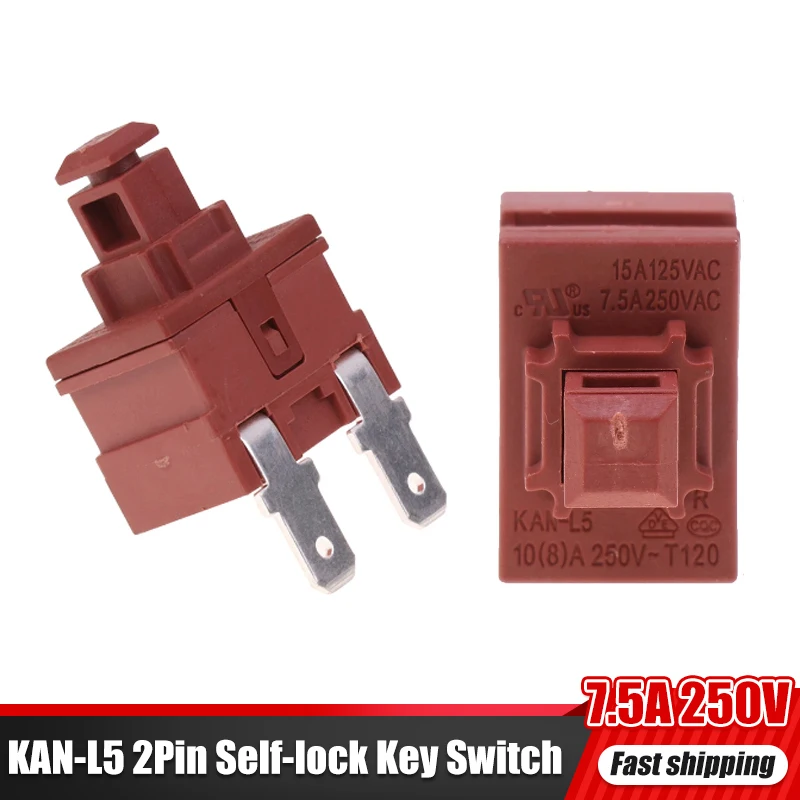 1 шт., 2-контактный самоблокирующийся переключатель для водонагревателя и пылесоса, А, В переменного тока