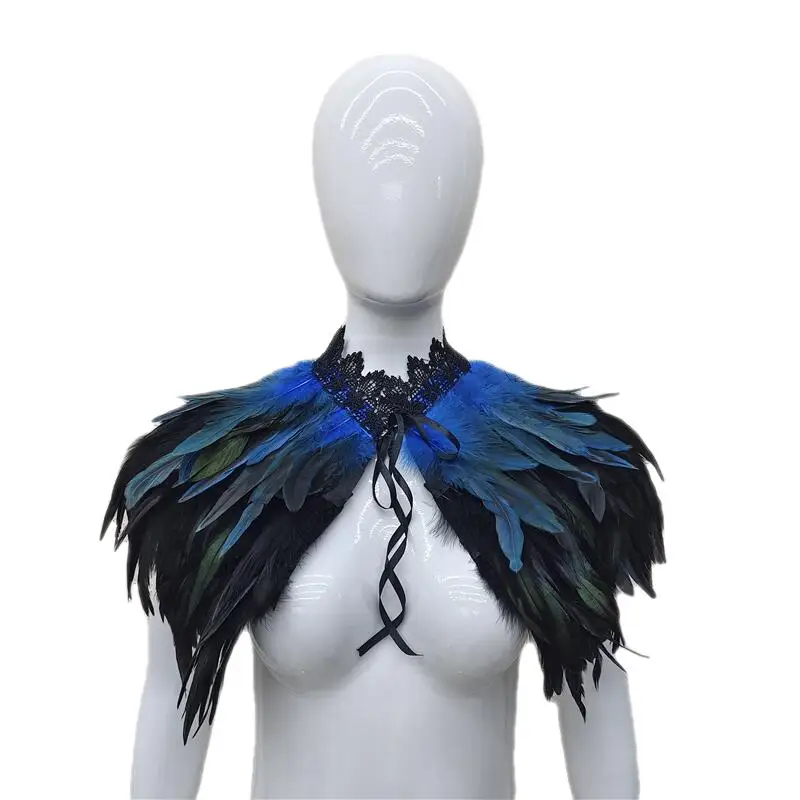 3-слойная шаль из натурального пера Поддельный Воротник-чокер ошейник костюмы