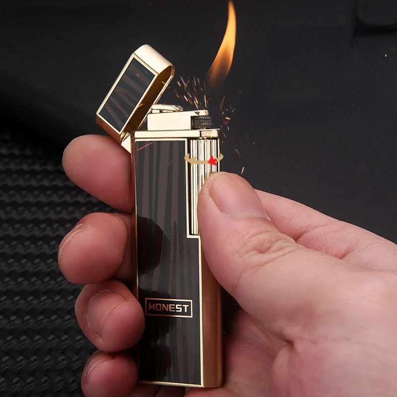 

Baicheng New Light and Thin Boutique Metal Inflatable Oblique Lighter Business Fashion Gift Gift for Boyfriend's Smoking Set