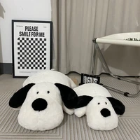 5070cm super soft black and white lying dog doll plush toys stuffed down cotton cute waist pillows cushions kids girls boy gift