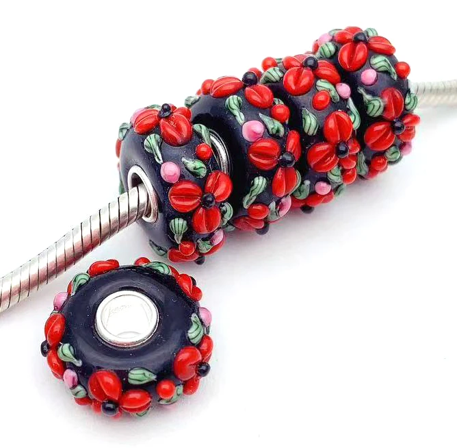 

Бусины из серебра 100% пробы с муранским стеклом, JGWG85 5X