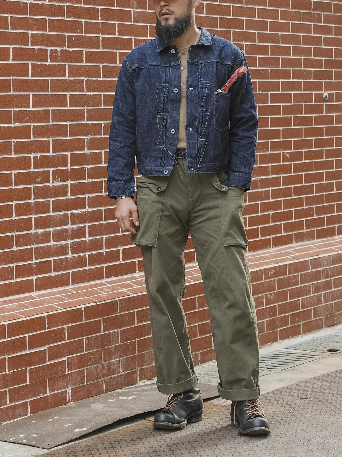 Прочная джинсовая куртка Bronson 44806XX военная модель синяя блузка с кромкой связью