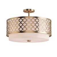 chinese style hollow ring metal ceiling lights retro luxury study bedroom restaurant hotel fabric white ceiling lamps lighting