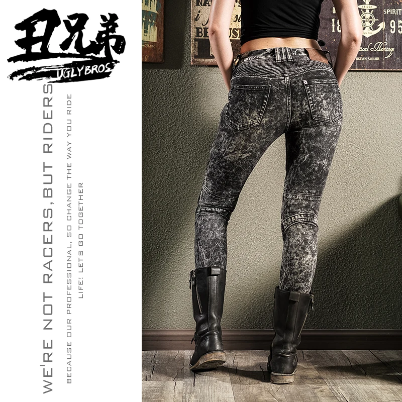 Мотоциклетные джинсы Uglybros воздухопроницаемые облегающие защитные брюки для