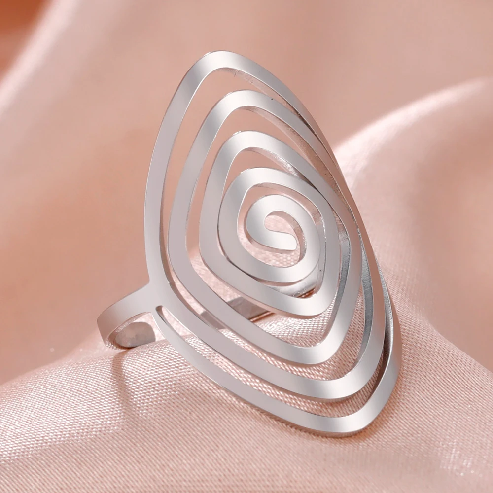 Teamer Нерегулярное вихрь Геометрическое кольцо Женщины Нержавеющая сталь