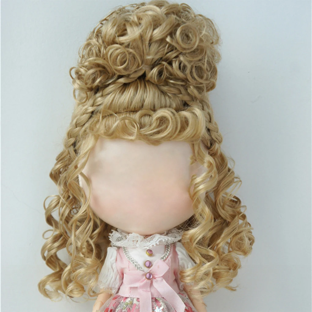 

Детская кукла-наряд, кудрявые волосы, сменная игрушка для девочек, винтажный стиль, однотонный парик, украшение головы, запасные части, темно-коричневый
