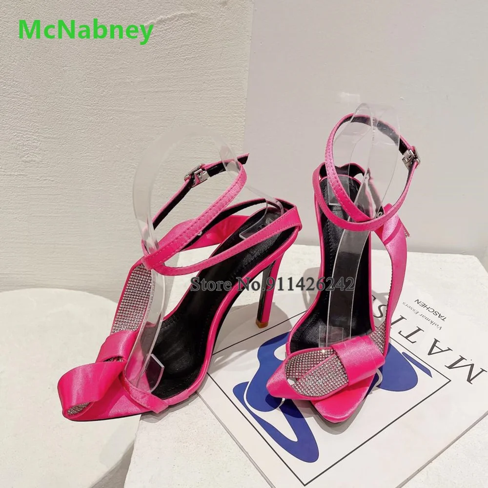 Crystal Flower Ankle Front And Rear Straps Sandals For Female Women Peep Toe Silks And Satins Fabric Sexy Elegant Fshion Shoes