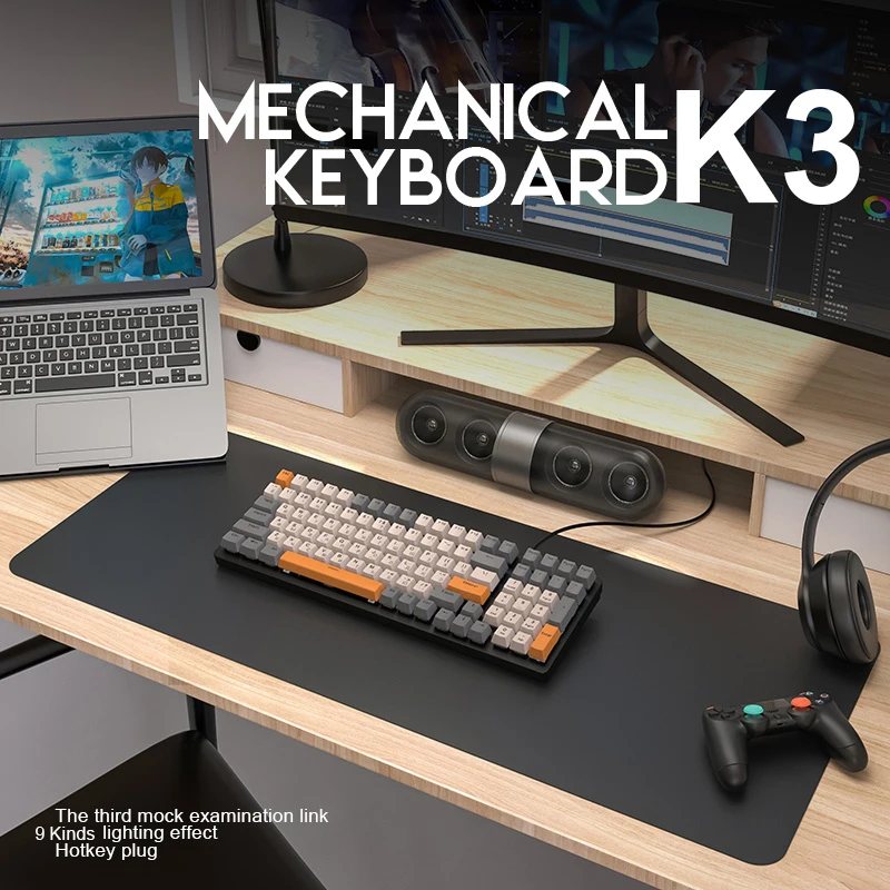 

Клавиатура K3 игровая механическая проводная с русской и английской раскладкой, 100 клавиш