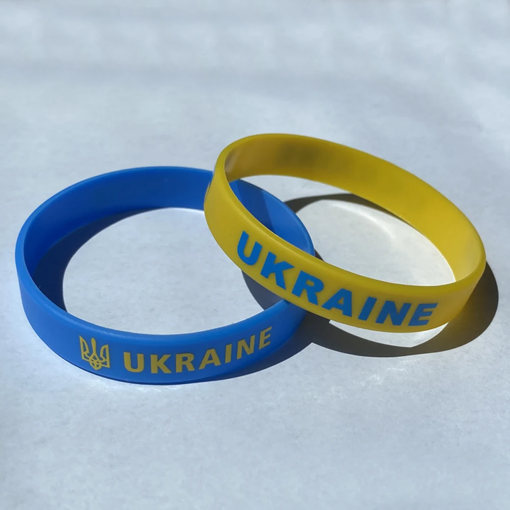 

5PC/10PC Ukrainian Silicone Elastic Bracelets Ukraine Commemorative Wristband Flag Color