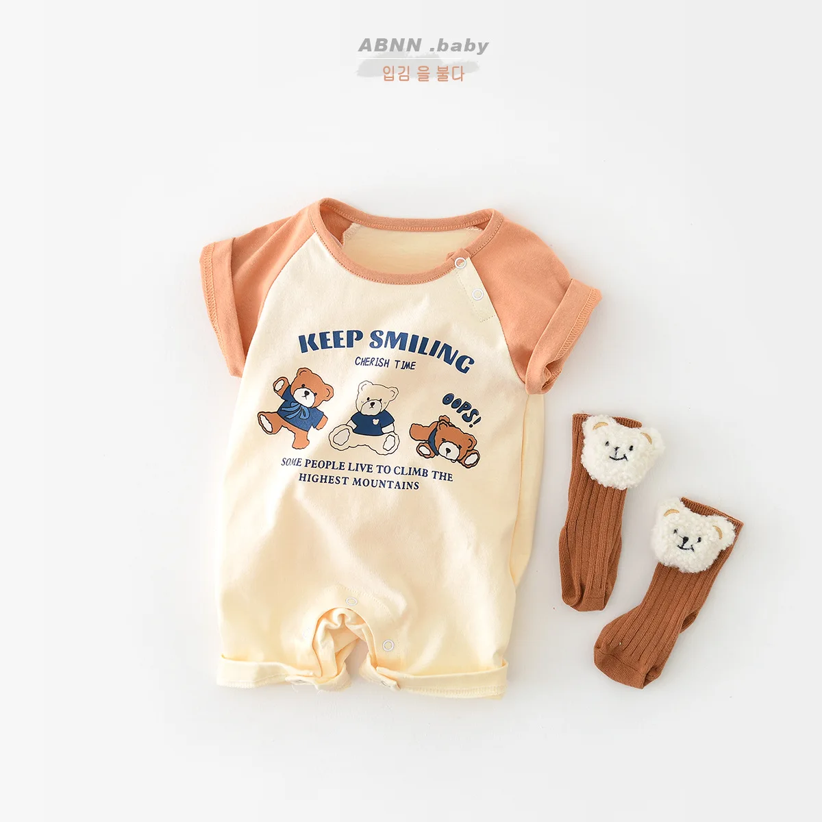 

Jenny&Dave Baby 2023 Summer New Spliced Sleeves Korean version One Piece Romper for Boys and Girls Baby Fashionable Cartoon Baby