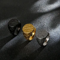 haoyi stainless steel round stripe ring for men women fashion gold silver color hip hop rock jewelry gift