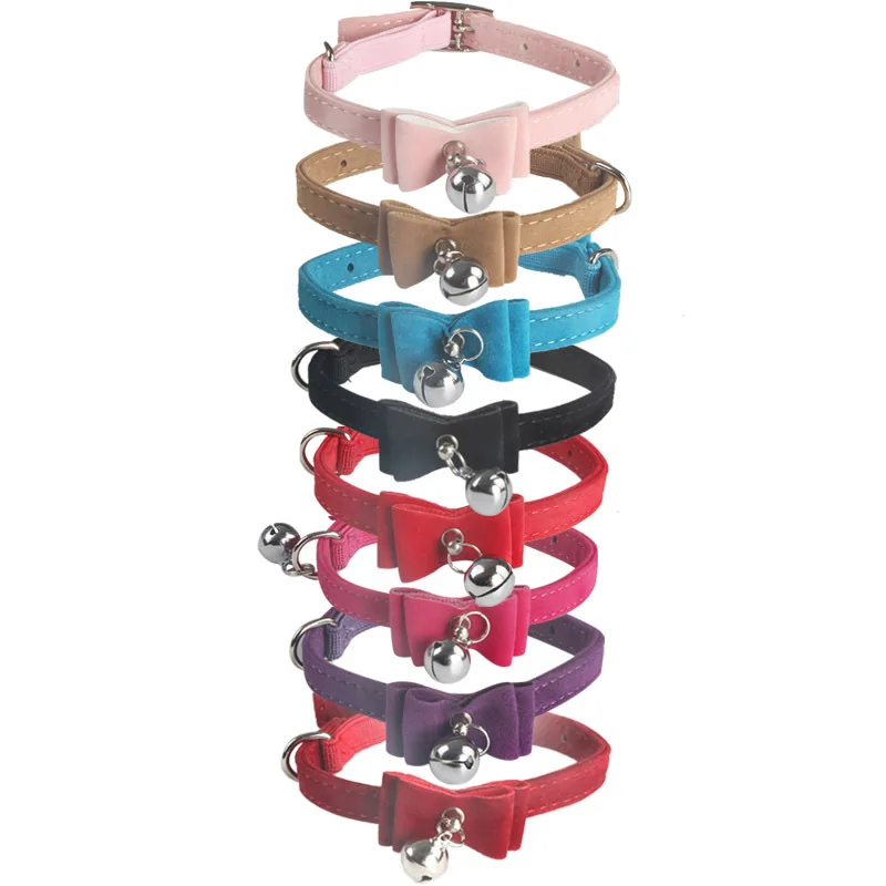 

Cute Cat Collar Small Puppy Cat Collars Velvet Bow Kitten Cat Collar Bowknot Necklace with Bell for Dogs Cats Chihuahua Yorkie