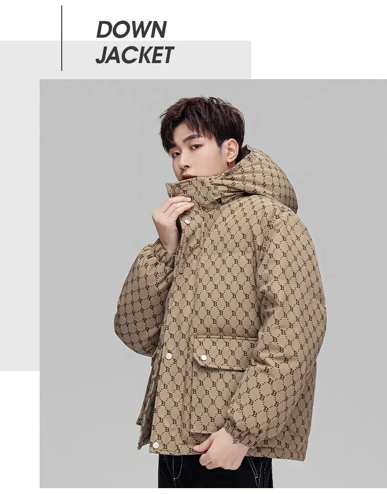 New Men's Fashion Winter White Duck Down Jacket Version Thickening Casual Youth Baseball Clothes Women Male Warm Hooded Zipper