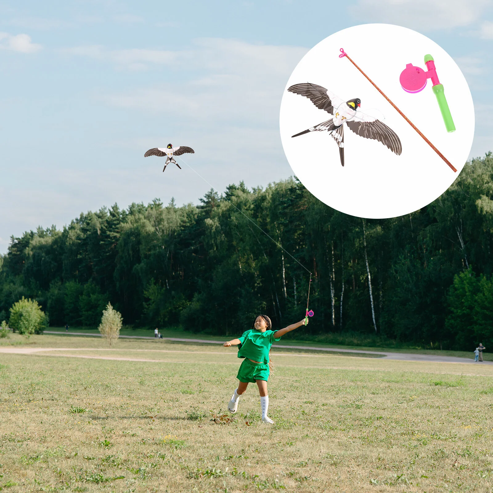

The Bird Kites Children Easy Fly Outdoor Cartoon Swallow Funny Kid Toy Abs Fishing Pole Parent-child