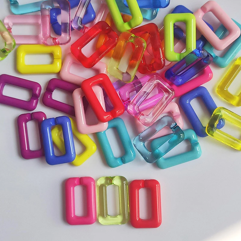 

20*30mm Rectangle Acrylic Chain Bead Mixed Assembled Chain for DIY Earrings Necklace Hairpin Jewelry Accessories Findings