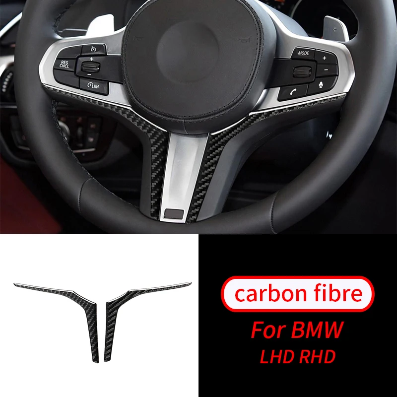 

For BMW G01 G02 G30 X3 X4 5 Series Accessories Interior Decoration Real Carbon Fiber Steering Wheel Trim Sticker Car Styling